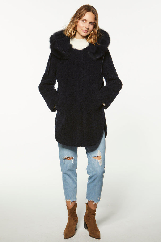 Manteau court en laine - MARINE