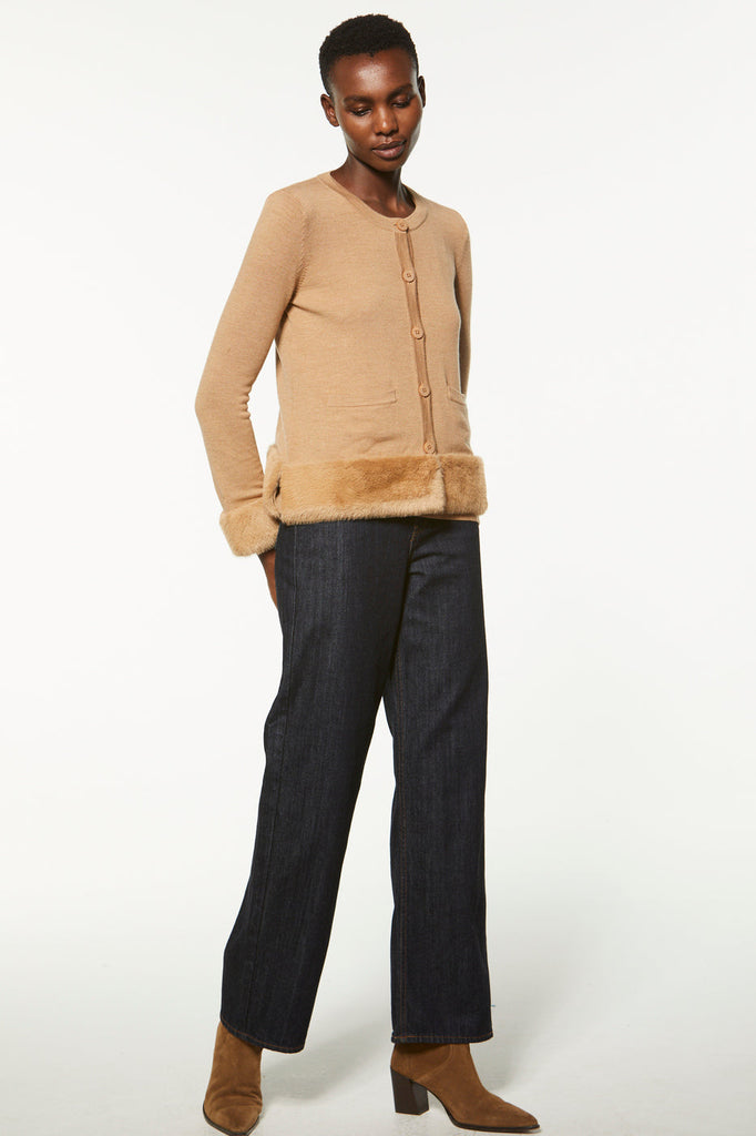 Cardigan en laine - BEIGE MOYEN