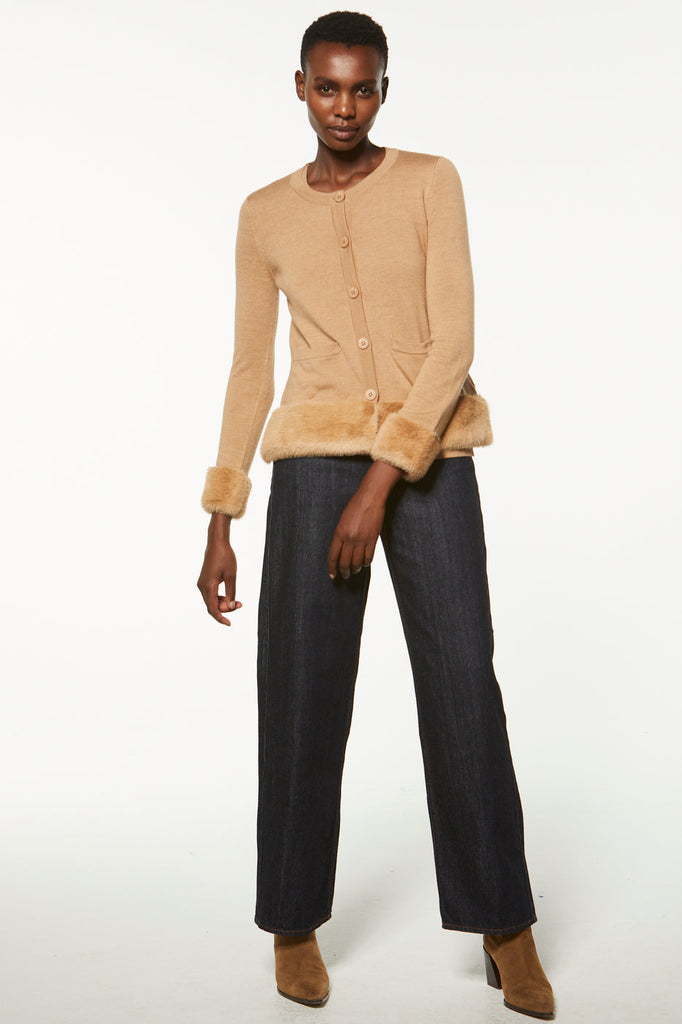 Cardigan en laine - BEIGE MOYEN