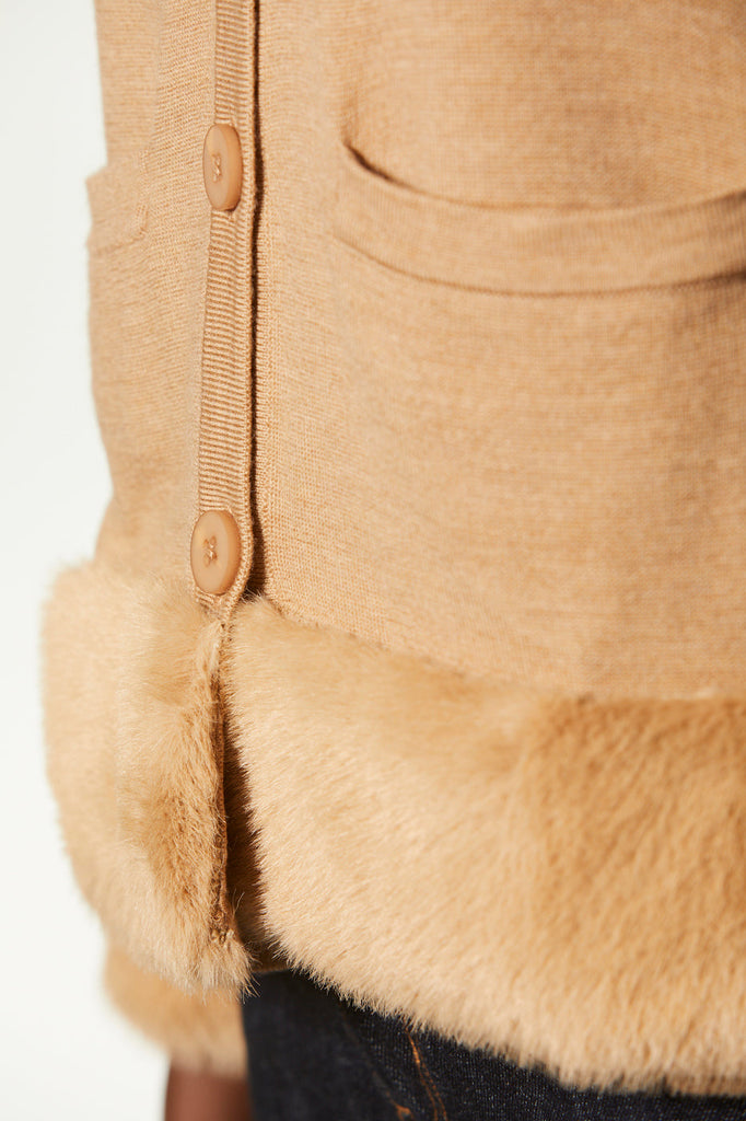 Cardigan en laine - BEIGE MOYEN