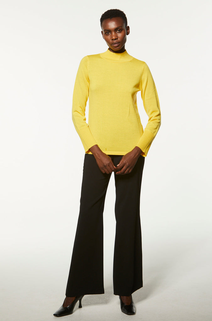 Pull col cheminé en laine - JAUNE MOYEN