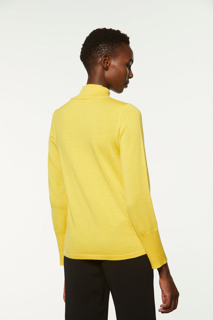 Pull col cheminé en laine - JAUNE MOYEN