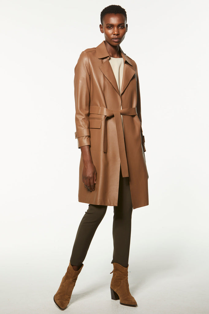 Manteau en cuir - MARRON CLAIR