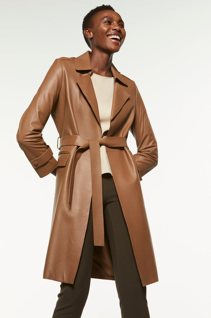 Manteau en cuir - MARRON CLAIR