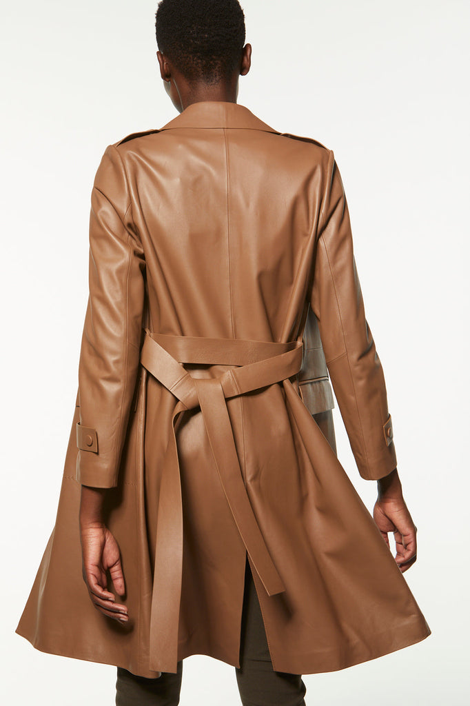 Manteau en cuir - MARRON CLAIR