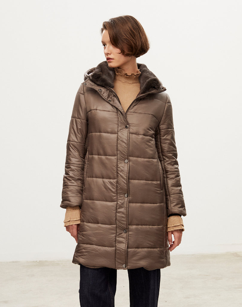 Blouson avec col en fourrure de vison