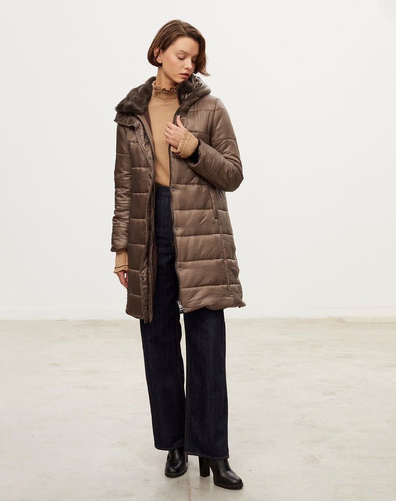 Blouson avec col en fourrure de vison